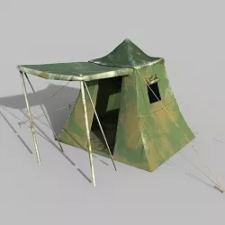 Tent Camp Military Low-poly 3D model