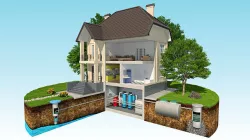 the house in the cross section part boiler room septic tank  Low-poly 3D model