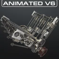 V6 Engine Working Animated 3D model