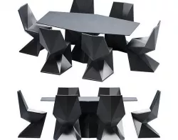 Vertex Dining Table and Chair Low-poly 3D model
