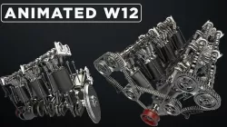 W12 Engine Working Animated 3D model