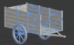 Wooden Cart  Damaged 3D model