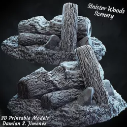 Wooden logs 3D terrain for tabletop games Pre supported 3D model