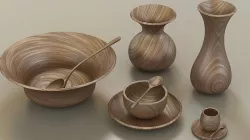 wooden table set 3D model