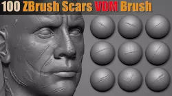 100 Zbrush Scars VDM Brush 3D model