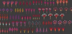 Alien leaves Low-poly 3D model