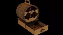 Barrel Wine Rack with Glasses 3D model