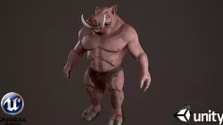 Big Peppa boar Low-poly 3D model