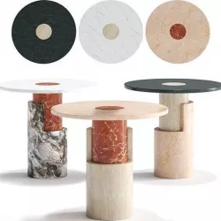 Braque Travertine side table by Dooq 3D model