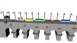 Bridge and wagon 3D model