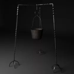 Campfire cooking tripod  Low-poly 3D model