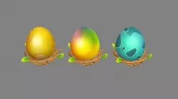 Cartoon bird eggs - golden egg - colored egg - dinosaur egg Low-poly 3D model