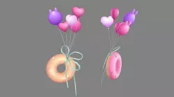 Cartoon Love Balloon - Bread Ring - Swimming Ring Low-poly 3D model