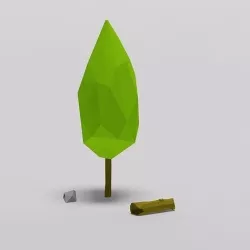 Cartoon low poly tree 3D model