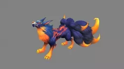 Cartoon seven tail fox - fox monster - FIREfox Low-poly 3D model