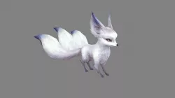 Cartoon three tail fox - White fox monster - Snow fox Low-poly 3D model