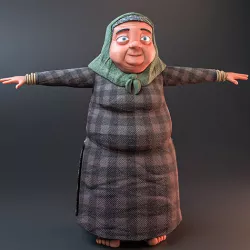 Cartoonish Grandma Low-poly 3D model