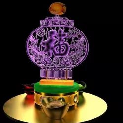 Chinese gold Ingot with fu logo  3D model