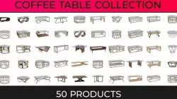 Coffee Table Collection Low-poly 3D model