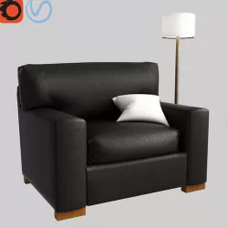 Comfort Square Arm Upholstered Twin Armchair Sleeper 3D model