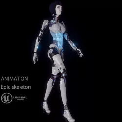 cyborg girl LUCY Low-poly 3D model