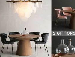 Dining table set with chairs and chandelier 3D model