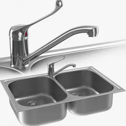 Elbow faucet and Double sink 3D model