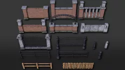 Fences Pillars Hitching Posts Gates 1 - 107 low-poly PBR objects Low-poly 3D model