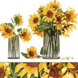 Flower bouquet of sunflowers in a vase 119 3D model