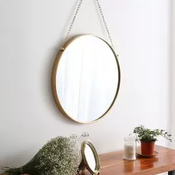 Gold Iron Round Chain Dressing Table Wall Mirror 3D model
