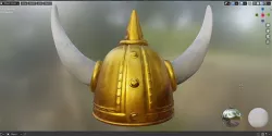 Gold Viking Helmet protective armor accessories 3D model