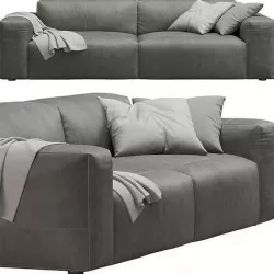 Grey Leather 2seat Cloud Sofa by Prostoria 3D model
