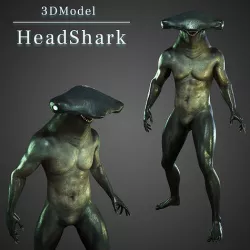 Hammer head shark Low-poly 3D model