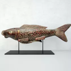 Hand-Carved Painted Fish Figurine 3D model