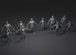 Human Body Base Mesh 10 3D Models Pack 20k Polygons Low-poly 3D model
