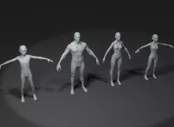 Human Body Base Mesh 3D Model Family Pack 10k Polygons Low-poly 3D model