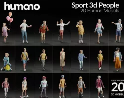 Humano 20-Collection 09 KIDS- PLAYING - 20x 3D models  3D model
