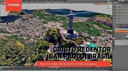 Large map of Cristo Redentor San Paolo BRASIL With Texture Low-poly 3D model