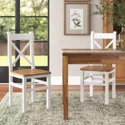 Lemuel Solid Wood Cross Back Side Chair  - 2 Colour 3D model