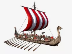 Long Viking Ship 3D model