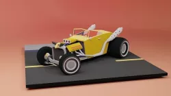Low Poly Hot Rod 2 versions Low-poly 3D model