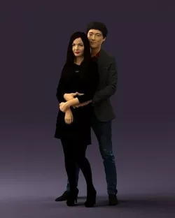 Man in gray hugs woman 0629 3D model