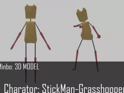 Minbo Charactor STICKMAN Grasshopper Low-poly 3D model