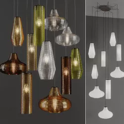 Olivia Emma Clio by Panzeri - 3 Glass Pendants with 7 Colors 3D model