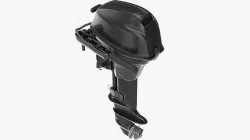 Outboard portable boat motor with folded tiller used 3D model