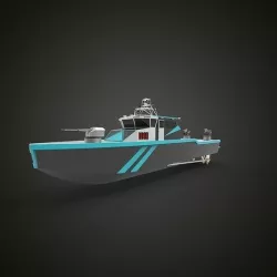 Patrol vessel blue black patrol boat 3D model