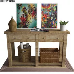 Pottery Barn Benchwright Console Table Rustic Mahogany 3D model
