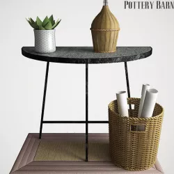 Pottery barn Quinton Galvanized Demilune Console Table 3D model