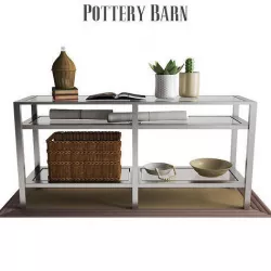 Pottery Barn Tanner Long Console Table Polished Nickel Finish 3D model