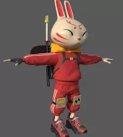 Rabbit ninja character 3D model